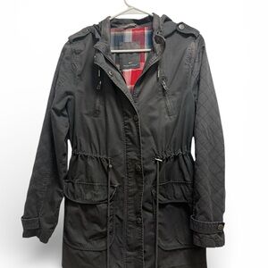 Aeropostale Black Utility Jacket with Quilted Sleeves